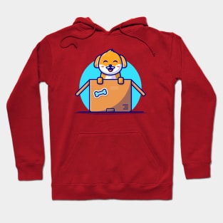 Cute Dog Playing In The Box Cartoon Vector Icon Illustration Hoodie